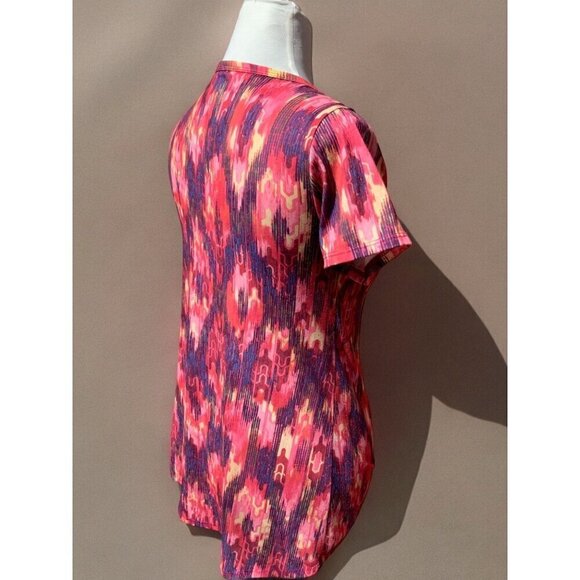 LuLaRoe Womens Short Sleeve Round Neck Top Size XXS Abstract Multicolor Pattern - Picture 5 of 9